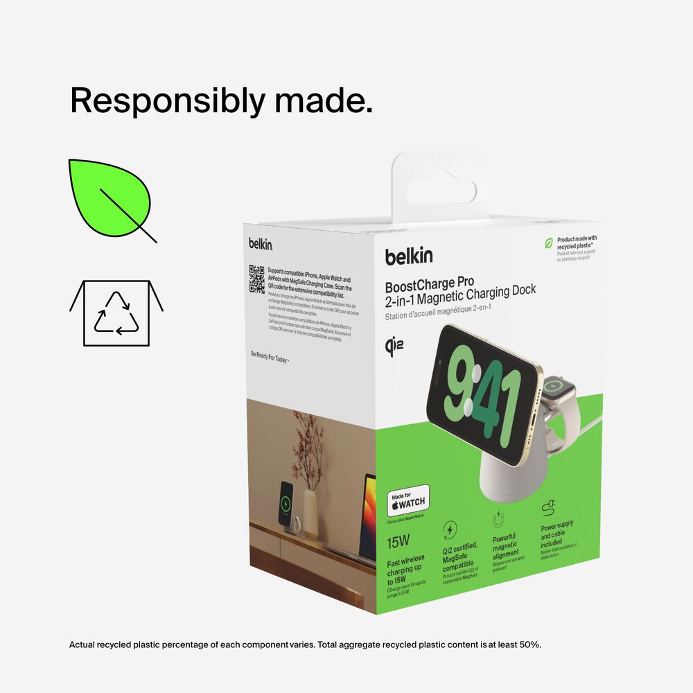 Belkin 2-in-1 Wireless Charging Dock with Qi2 15W - Image 7