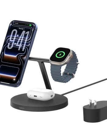 Belkin 3-in-1 Wireless Charging Stand with Qi2 15W - Black