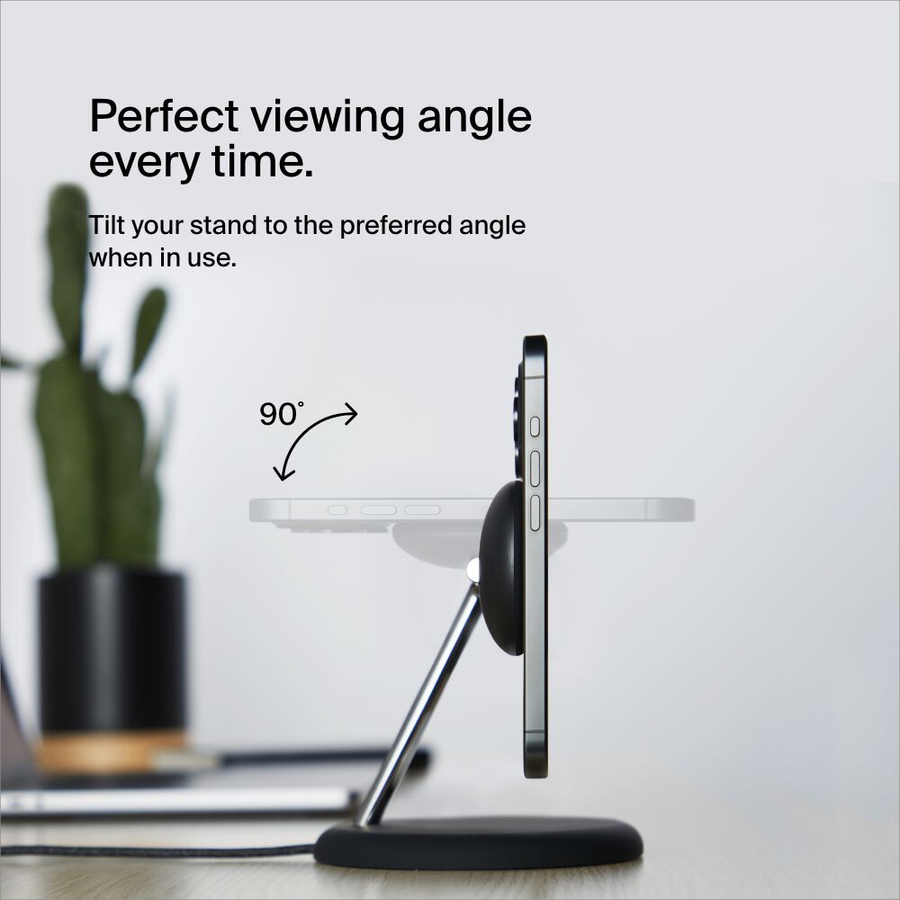 Belkin 3-in-1 Magnetic Wireless Charging Stand with Qi2 15W - Black - Image 5