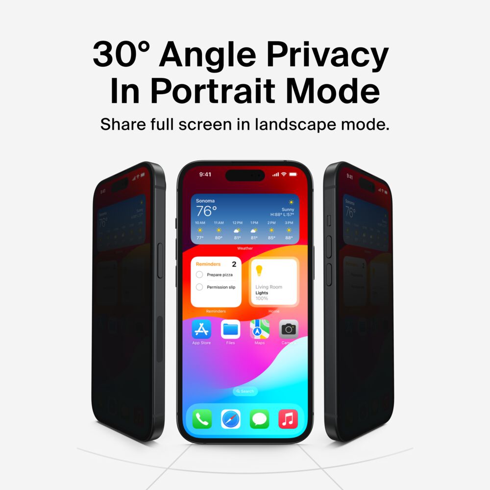 Belkin InvisiGlass Privacy Treated Screen Protector for iPhone 16 Plus/15 Plus/14 Pro Max - Image 4