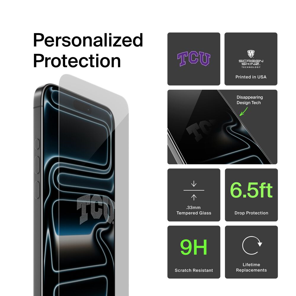Belkin Texas Christian Horned Frogs Custom Glass Screen Protector - iPhone Air, Clear - Image 2
