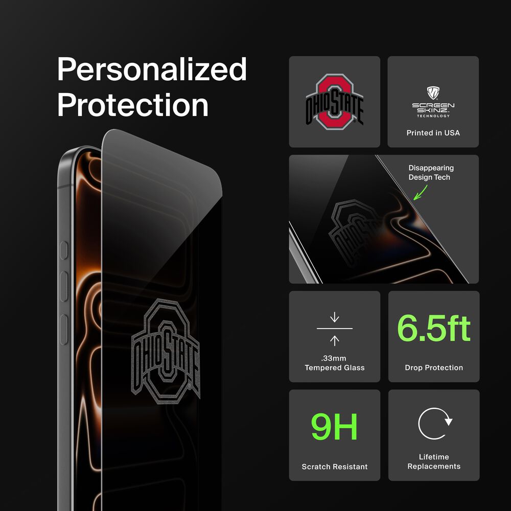 Belkin Ohio State Buckeyes Custom Glass Screen Protector - iPhone 17, Privacy - Image 2
