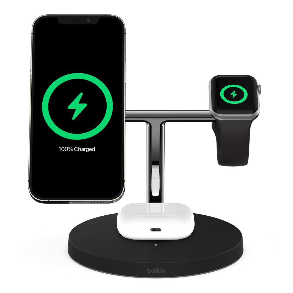 Belkin 3-in-1 Wireless Charger with MagSafe 15W (Certified Refurbished) - Black - Image 7