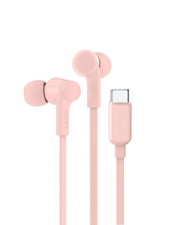 Belkin USB-C Wired Earbuds with Adjustable Volume Limiter - Pink